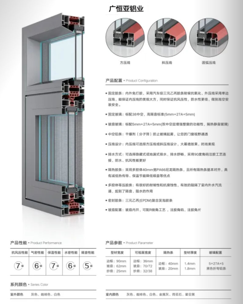 90断桥窗纱一体双内开窗