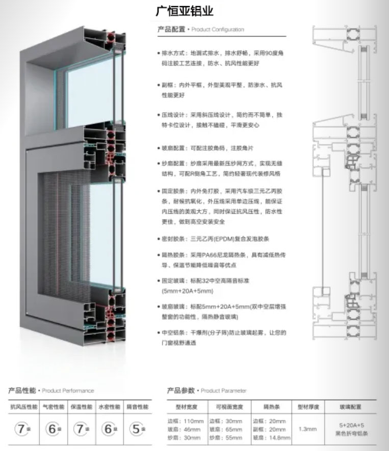 110系列断桥窗纱一体外开窗